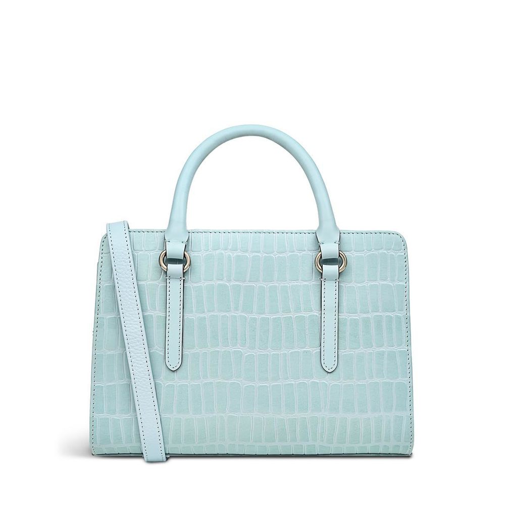 London Angel Lane Faux Crocodile Small Leather Ziptop Satchel Bag, :^)
